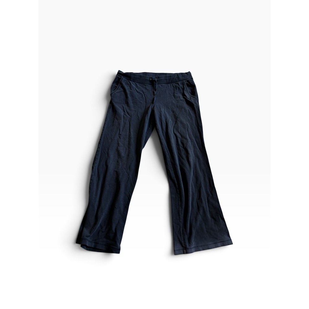 L.L.Bean Lounge Pants Large Navy Blue Wide Leg Drawstring Sweatpants